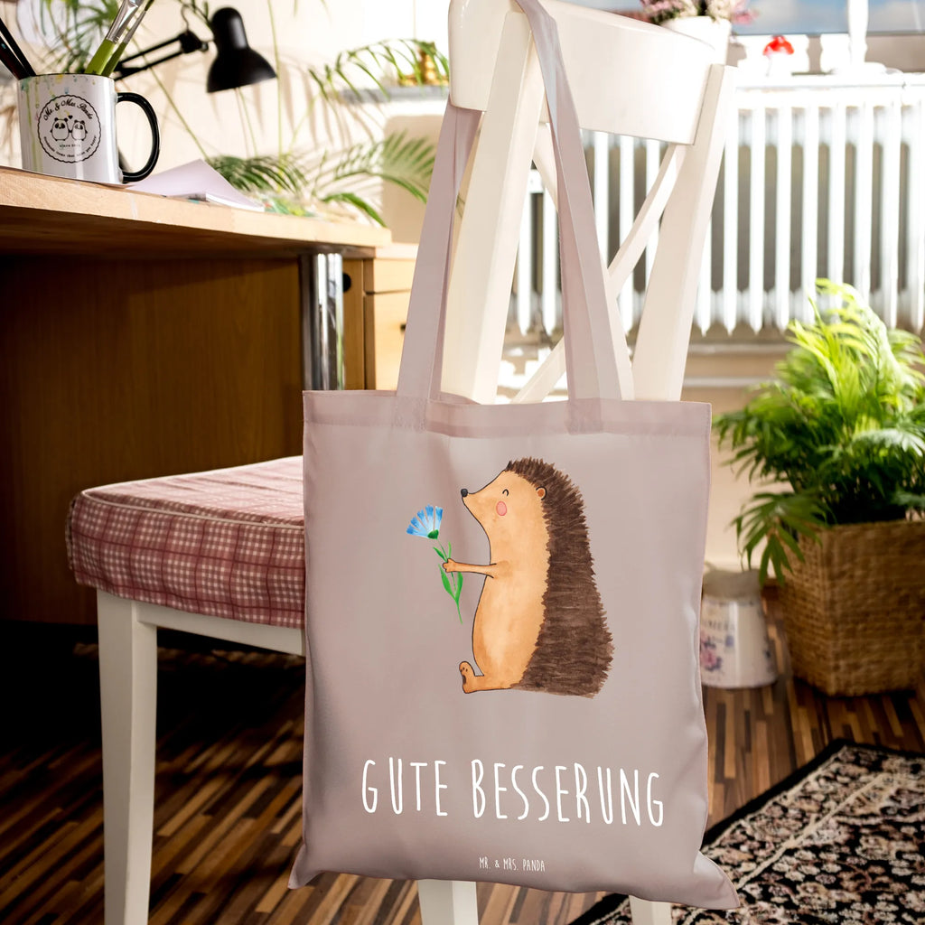 Tote bag Hedgehog Flower Laptoptasche, Beutel, Strandtasche, Shopper, Schultertasche, Jutetasche, Einkaufstasche, Umhängetasche, Stofftasche, Einkaufstüte, Badetasche, Jutebeutel, Tasche, Tragetasche, Stoffbeutel, Beuteltasche, Tiermotive, Gute Laune, lustige Sprüche, Tiere, Krankheit, Genesungswünsche, Besuch, krank, Krankenhaus, Gute Besserung, Igel