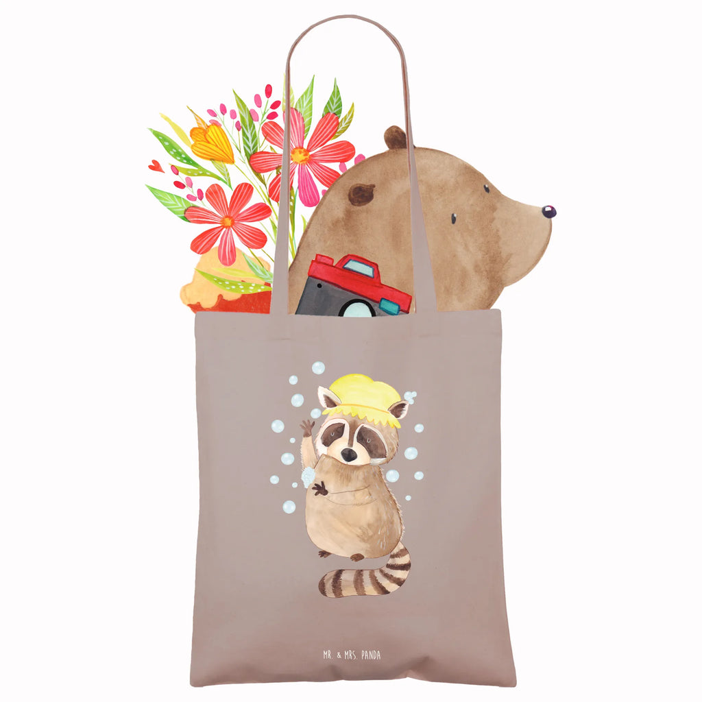 Tragetasche Waschbär Laptoptasche, Stoffbeutel, Shopper, Badetasche, Beutel, Strandtasche, Einkaufstüte, Jutebeutel, Beuteltasche, Stofftasche, Schultertasche, Tasche, Einkaufstasche, Jutetasche, Tragetasche, Umhängetasche, Tiermotive, Gute Laune, lustige Sprüche, Tiere, Tagträumen, Seifenblasen, Waschbär, waschen, Fröhlich, Plan