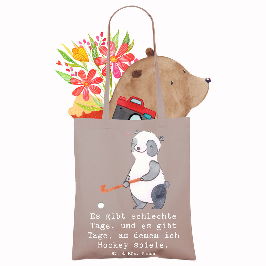 Tote bag panda play hockey jute bag, Carrier bag, shopper, cloth bag, pouch, cotton bag, bag, shoulder bag, shopping bag, Gift, sport, hobby, giving, thank you, award, profit, athlete, field hockey, Play hockey, hockey club, hockey stick