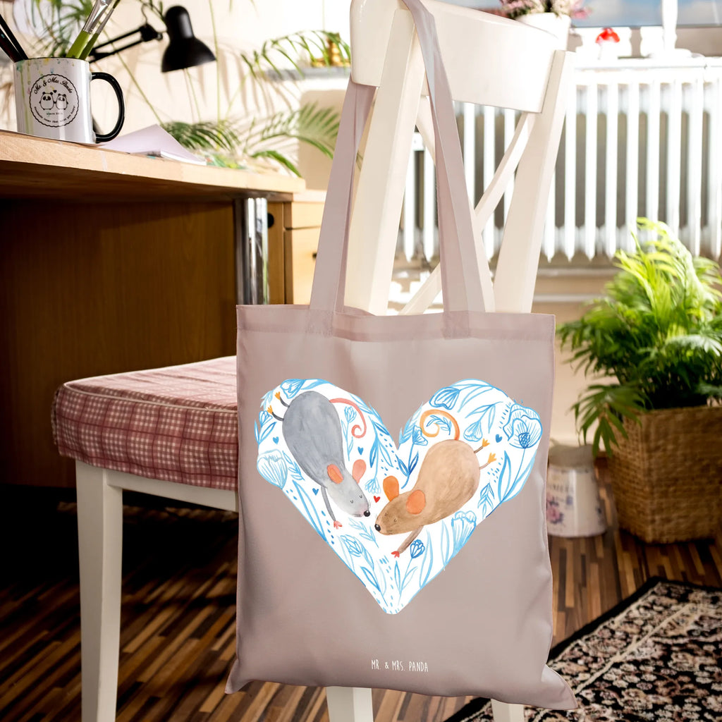 Tote bag Mice heart Strandtasche, Laptoptasche, Badetasche, Stofftasche, Jutetasche, Einkaufstasche, Shopper, Beutel, Tasche, Schultertasche, Einkaufstüte, Beuteltasche, Umhängetasche, Jutebeutel, Tragetasche, Stoffbeutel, Liebe, Partner, Freund, Freundin, Ehemann, Ehefrau, Heiraten, Verlobung, Heiratsantrag, Liebesgeschenk, Jahrestag, Hocheitstag, Hochzeit, Mäuse, Maus, Love, Geschenk für zwei, Lieblingsmensch, Liebesbotschaft, Gemeinsamkeit, Liebesbeweis