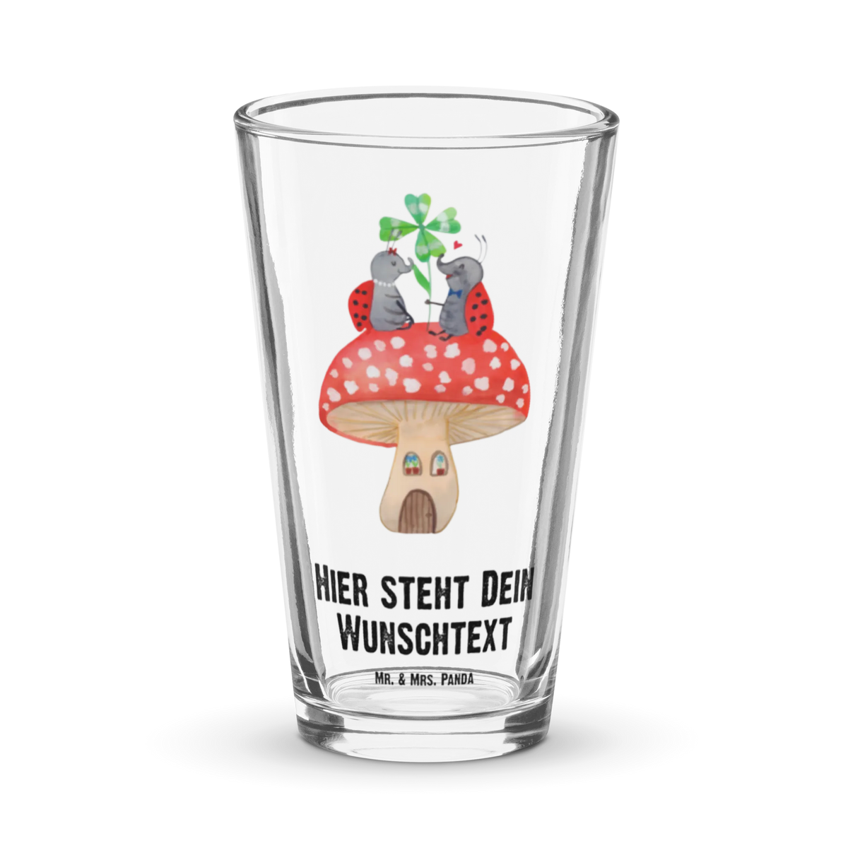 Personalized Drinking Glass ladybug toadstool