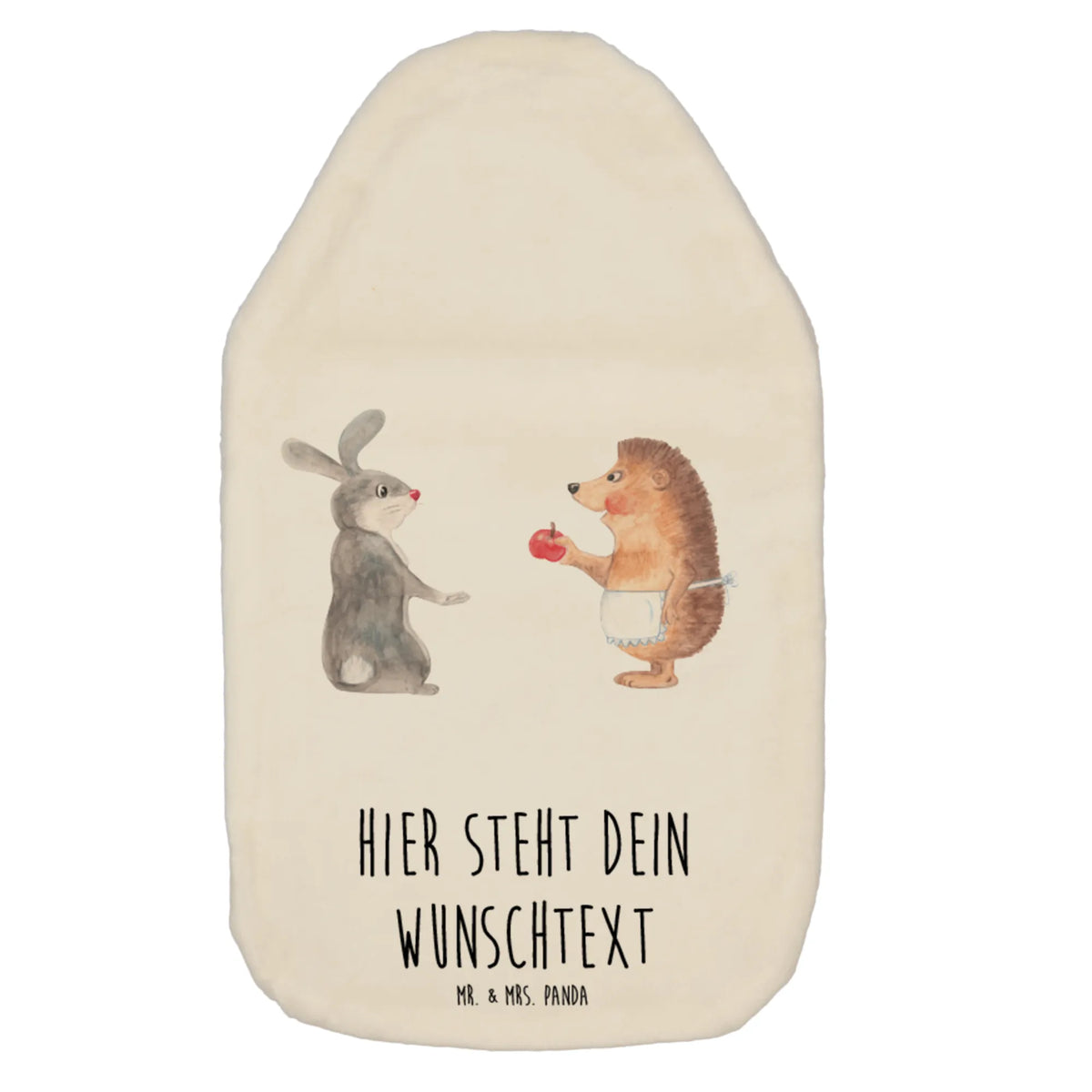 Personalised hot water bottle Hare Hedgehog small animals, cute, funny, cute animal motives, hand drawn, small world, funny sayings, good mood, happy, gifts, gift ideas, special gifts, animal lover, card, romantic saying, heartache, lovesickness gift, love saying, hare, Hedgehog and hare, Hedgehog, consolation, pain of separation