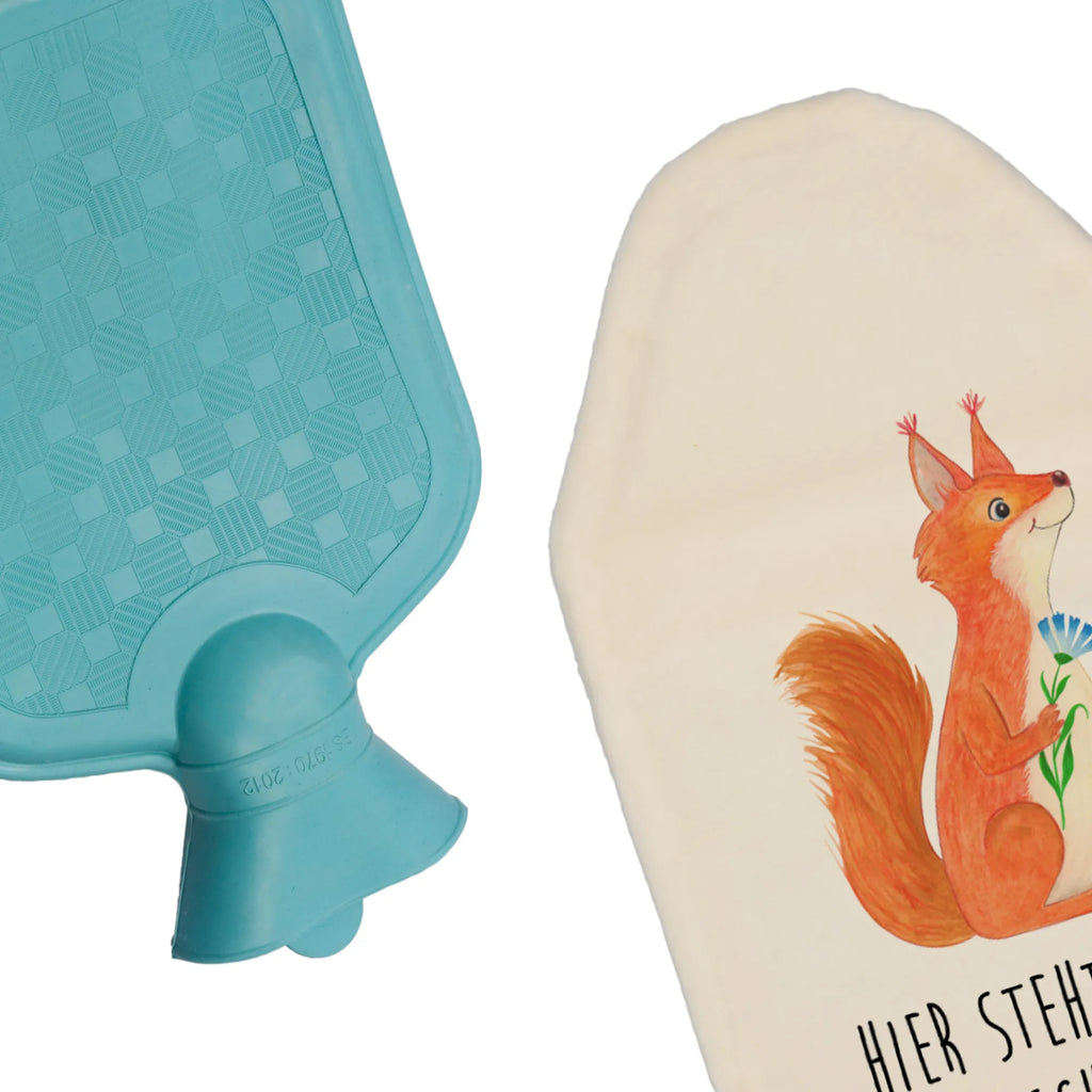 Personalised hot water bottle Squirrel flower small animals, cute, funny, cute animal motives, hand drawn, small world, funny sayings, good mood, happy, gifts, gift ideas, special gifts, animal lover, card, saying decoration, squirrel, Squirrel, motivation pictures, happy saying, fun, positive saying, motivation sayings, laughter