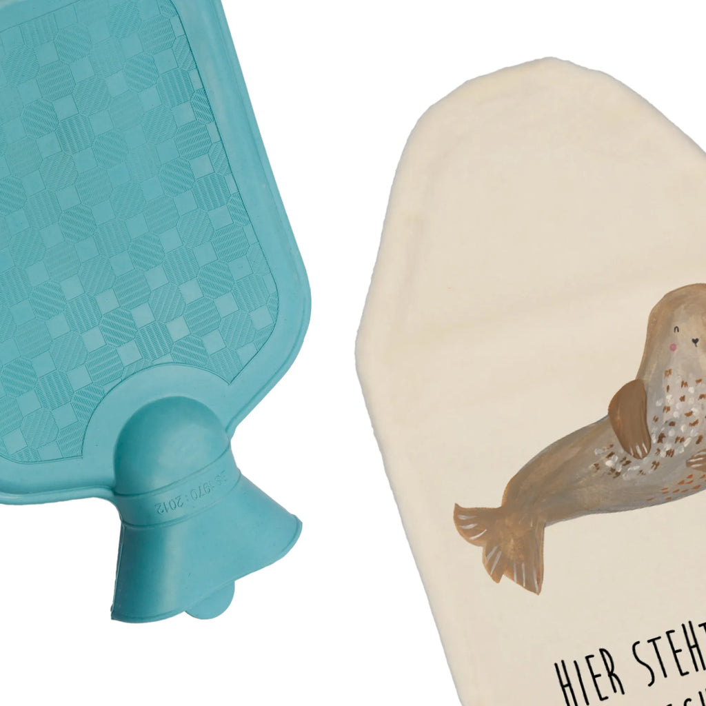 Personalised hot water bottle seal Laugh small animals, cute, funny, cute animal motives, hand drawn, small world, funny sayings, good mood, happy, gifts, gift ideas, special gifts, animal lover, card, Baltic Sea, Seal, North Sea, Beach, Sea animal, Seals