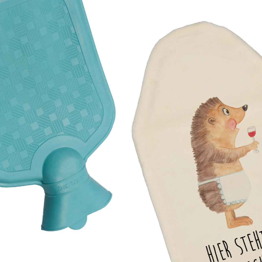 Personalised hot water bottle Hedgehog wine small animals, cute, funny, cute animal motives, hand drawn, small world, funny sayings, good mood, happy, gifts, gift ideas, special gifts, animal lover, card, gift wine lover, gift wine drinker, white wine, wine glass, red wine, hedgehog, wine decoration, wine saying, drinking wine