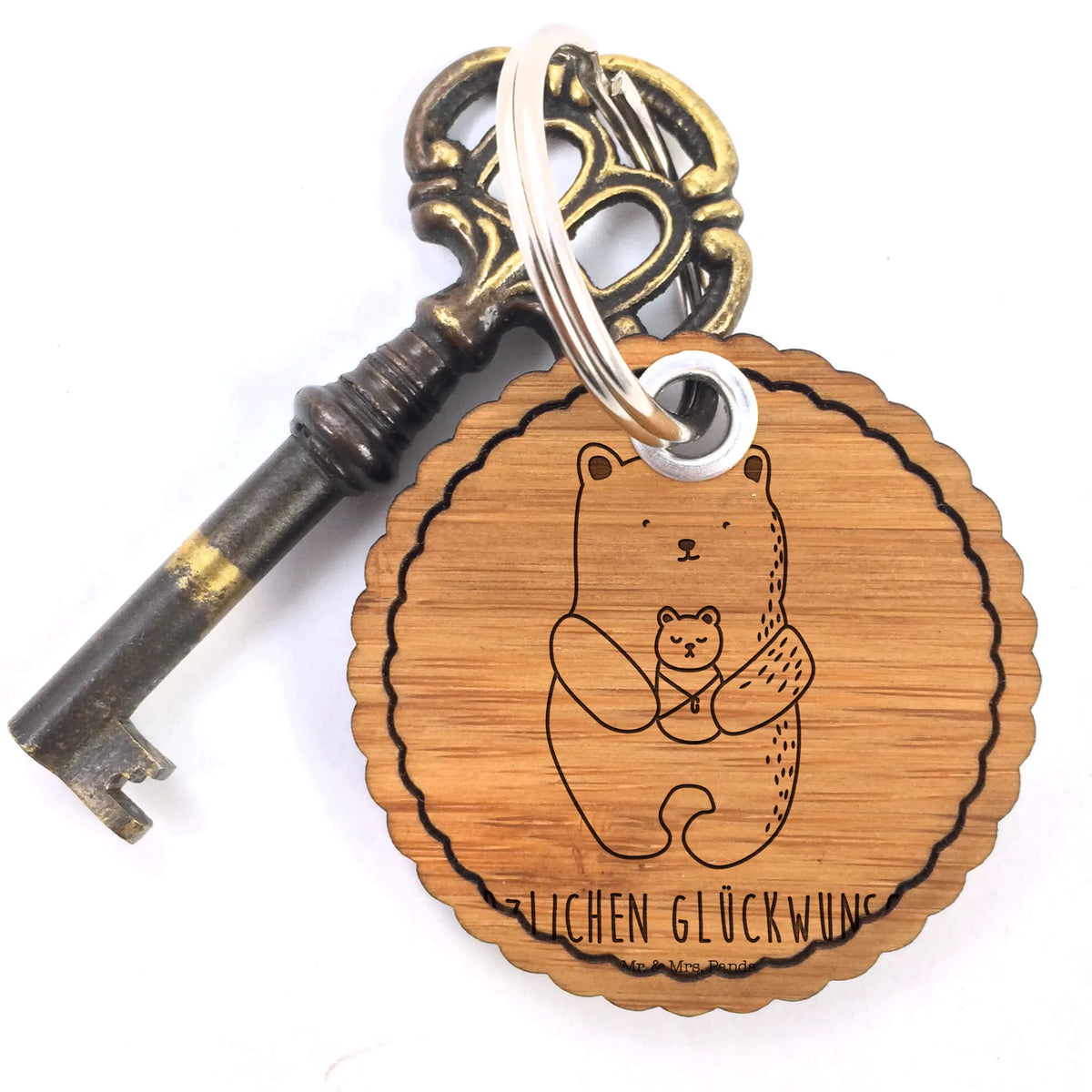 Wavy key ring bear infant teddy bear, cuddly toy, parents, birth, grandson, nephew, baptism, mother, baptized child, grandchild, birthday, niece, congratulations