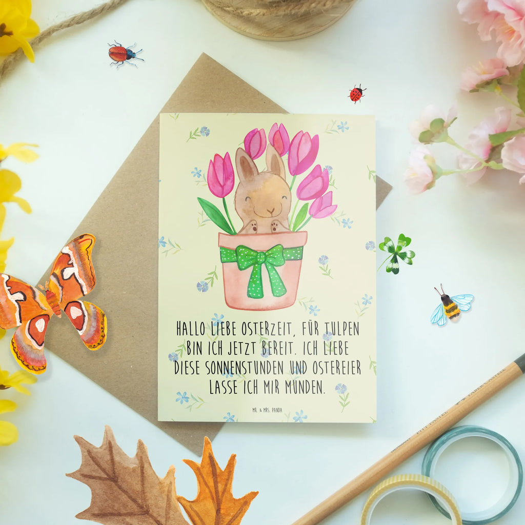 Greetings card Rabbit Tulips greeting card, birthday card, invitation card, folding card, wedding card, Easter, Easter bunny