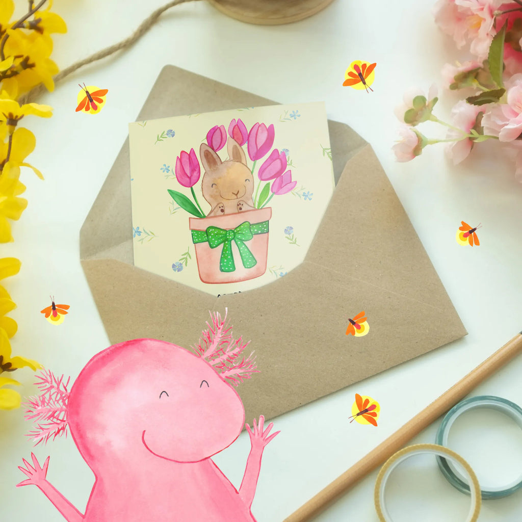 Greetings card Rabbit Tulips greeting card, birthday card, invitation card, folding card, wedding card, Easter, Easter bunny