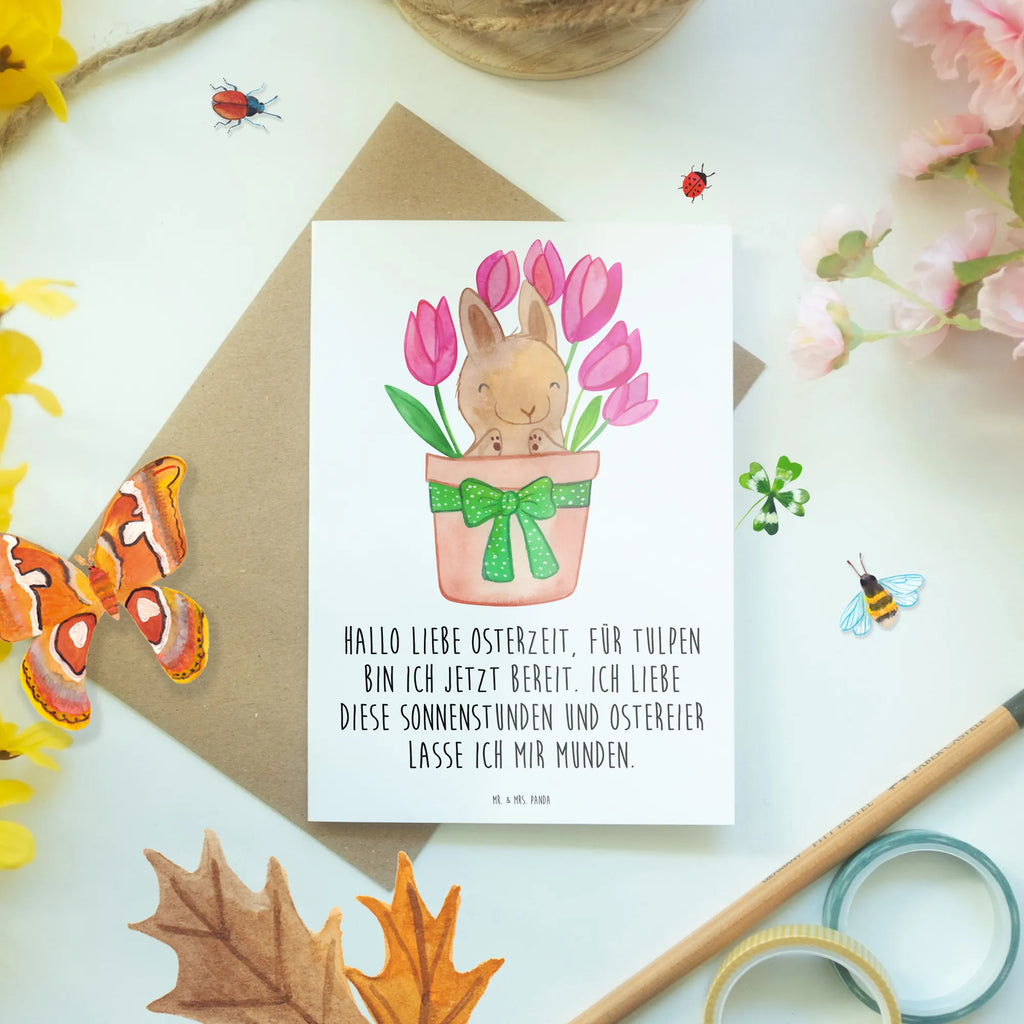Greetings card Rabbit Tulips greeting card, birthday card, invitation card, folding card, wedding card, Easter, Easter bunny