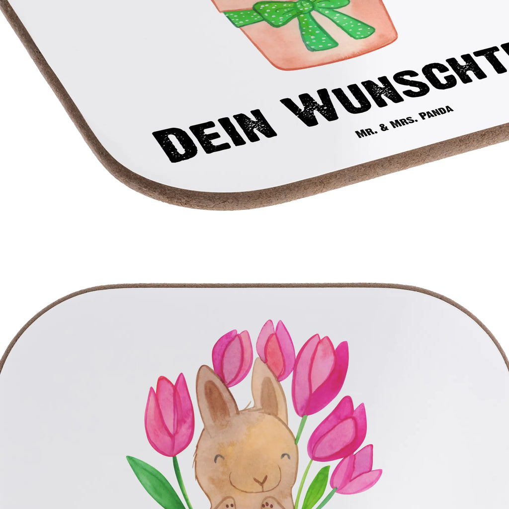 Personalised coaster Rabbit Tulips Easter, Easter bunny