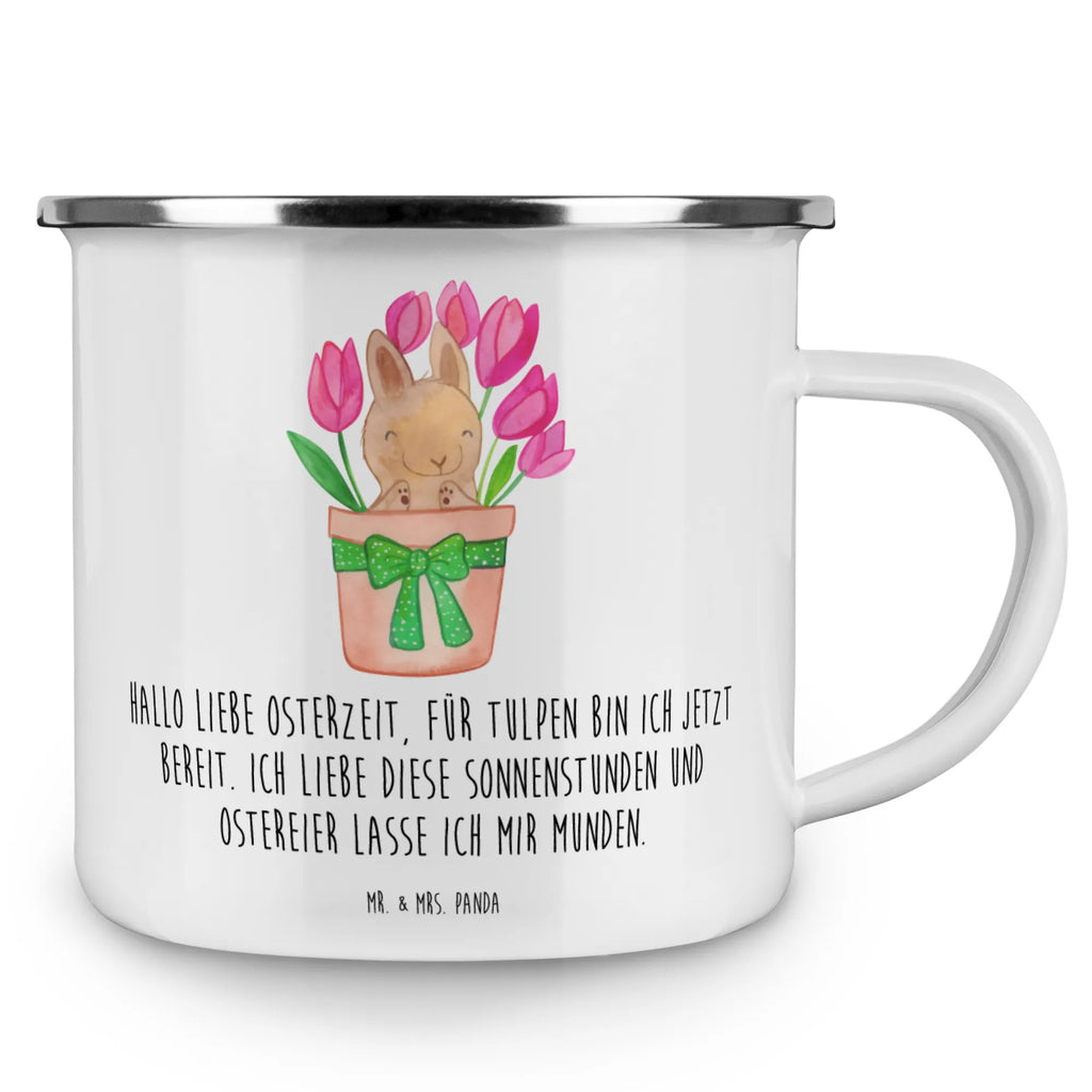 Kempingowy kubek emaliowany królik tulipany Wielkanoc, zajączek wielkanocny, prezenty wielkanocne, gniazdo wielkanocne, dekoracje wielkanocne, prezenty na Wielkanoc, prezent wielkanocny, prezenty wielkanocne dla dzieci, Wielkanoc dla dzieci