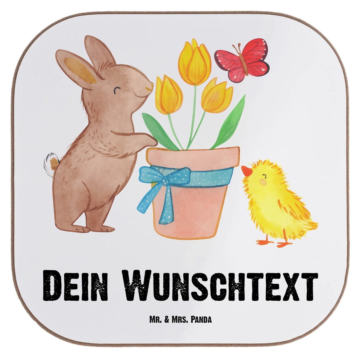 Personalised coaster Rabbit Chick Easter, Easter bunny