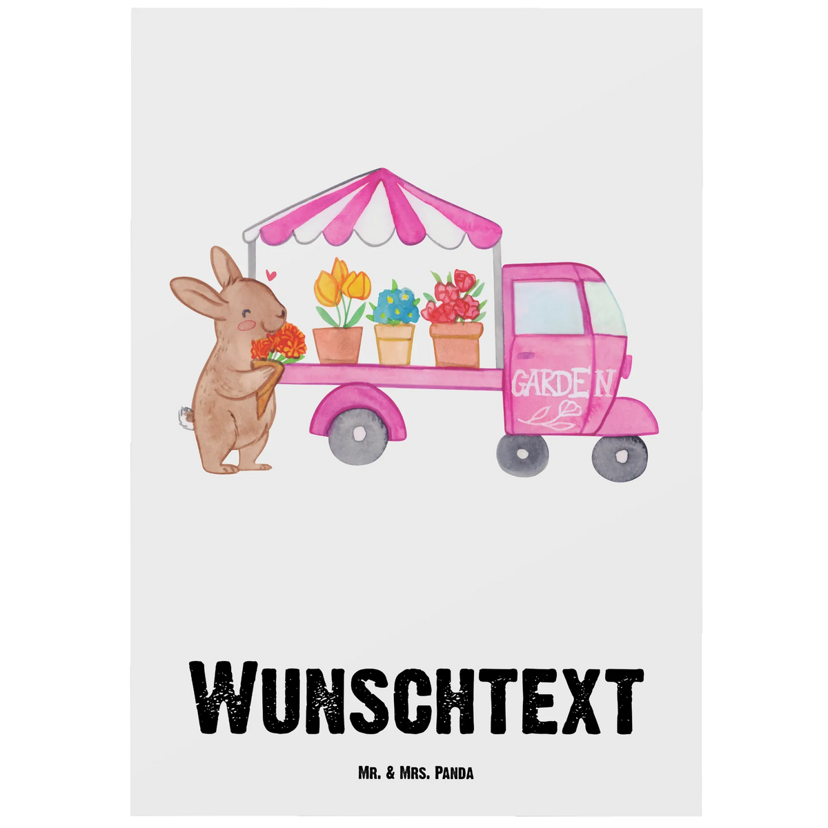 Personalised postcard Easter Bunny Flower cart Easter, Easter bunny