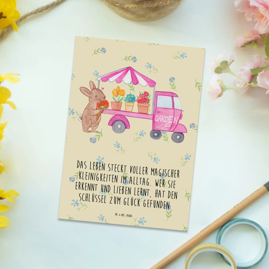 Pocztówka Zajączek wielkanocny Wózek kwiatowy Wielkanoc, zajączek wielkanocny, prezenty wielkanocne, gniazdo wielkanocne, dekoracje wielkanocne, prezenty na Wielkanoc, prezent wielkanocny, prezenty wielkanocne dla dzieci, Wielkanoc dla dzieci