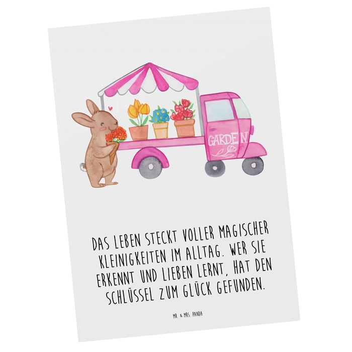 Postcard Easter Bunny Flower cart