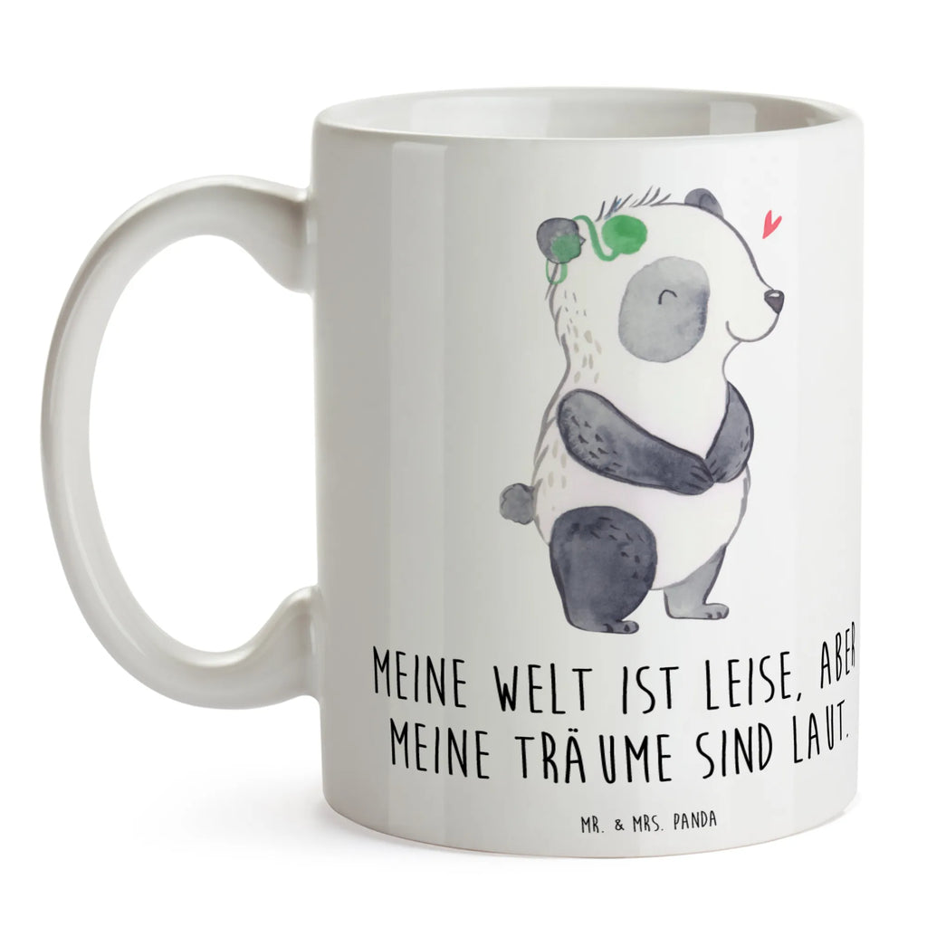 Kubek Panda Głuchy Teetasse, Tasse mit Zitaten, Porzellantasse, Keramiktasse, Tasse, Tasse mit Motiven, Kaffeetasse, Bürotasse, Geschenktasse, ertaubt, Panda, gehörlos, Cochlea Implantat