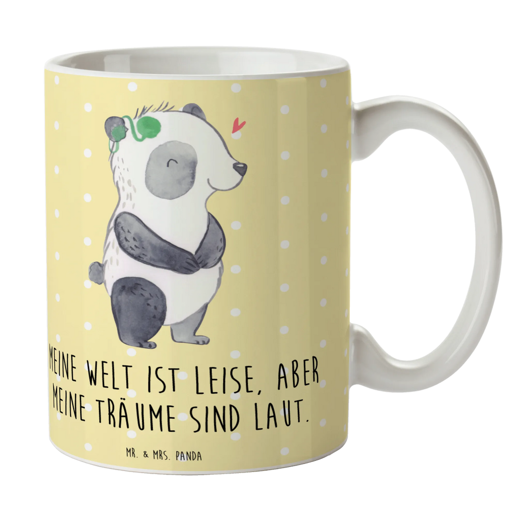 Kubek Panda Głuchy Teetasse, Tasse mit Zitaten, Porzellantasse, Keramiktasse, Tasse, Tasse mit Motiven, Kaffeetasse, Bürotasse, Geschenktasse, ertaubt, Panda, gehörlos, Cochlea Implantat