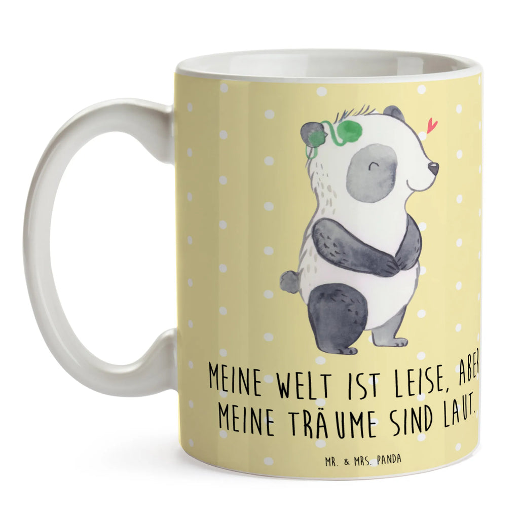 Kubek Panda Głuchy Teetasse, Tasse mit Zitaten, Porzellantasse, Keramiktasse, Tasse, Tasse mit Motiven, Kaffeetasse, Bürotasse, Geschenktasse, ertaubt, Panda, gehörlos, Cochlea Implantat