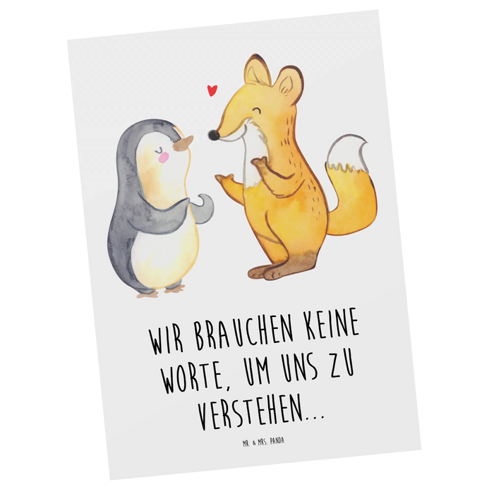 Postcard Fox & Penguin deaf