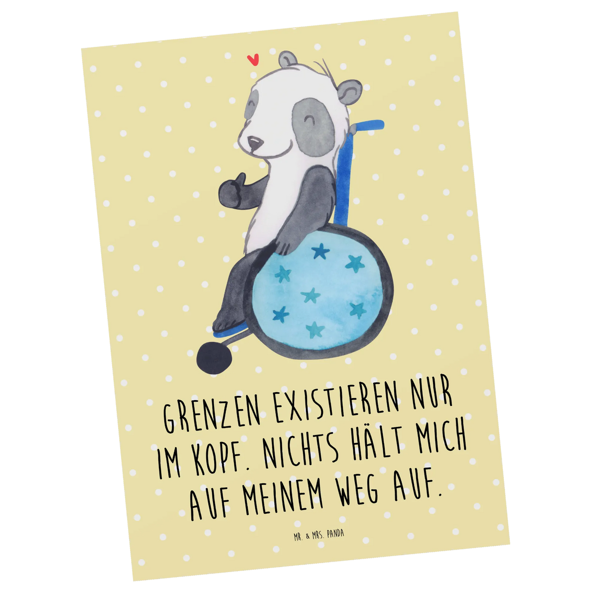 Postcard Panda Wheelchair kunstkarte, spruchkarte, einzelkarte, Ansichtskarten, Kunstkarten, Fotokarte, Designkarte, bildkarte, Motivkarte, Grußkarte, Ansichtskarte, Postkarte, Postkarten, Panda, Rollstuhl