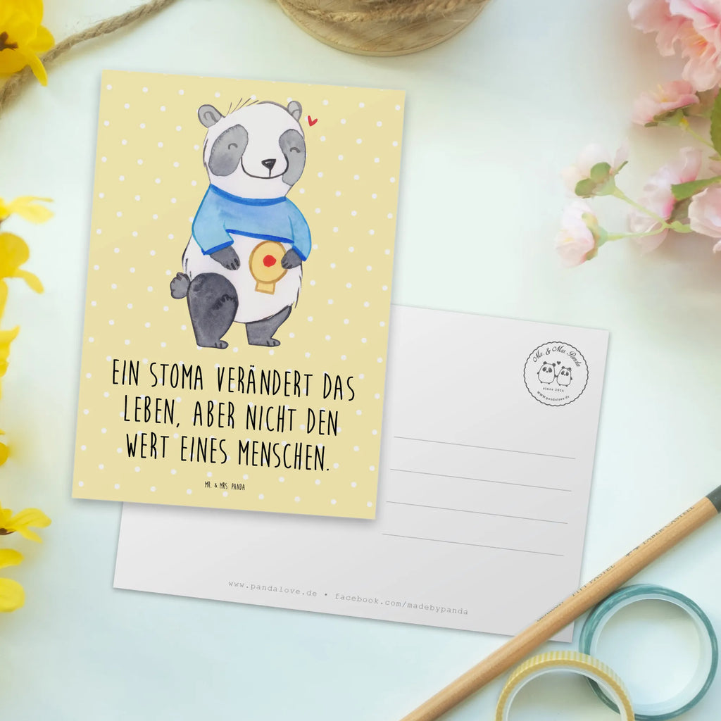 Postcard Panda artificial anus Grußkarte, Ansichtskarten, Geschenkkarte, Karte, Einladungskarte, Postkarte, Ansichtskarte, Einladungskarten Geburtstag, Geburtstagskarte, Dankeskarte, Einladung Geburtstag, Einladung, Stomabeutel, Stoma, künstlicher Darmausgang, Panda