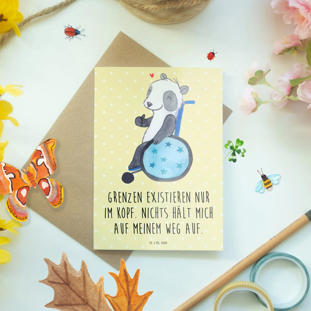 Greetings card Panda Wheelchair greeting card, birthday card, invitation card, folding card, wedding card