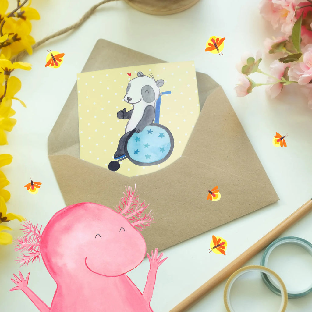 Greetings card Panda Wheelchair greeting card, birthday card, invitation card, folding card, wedding card