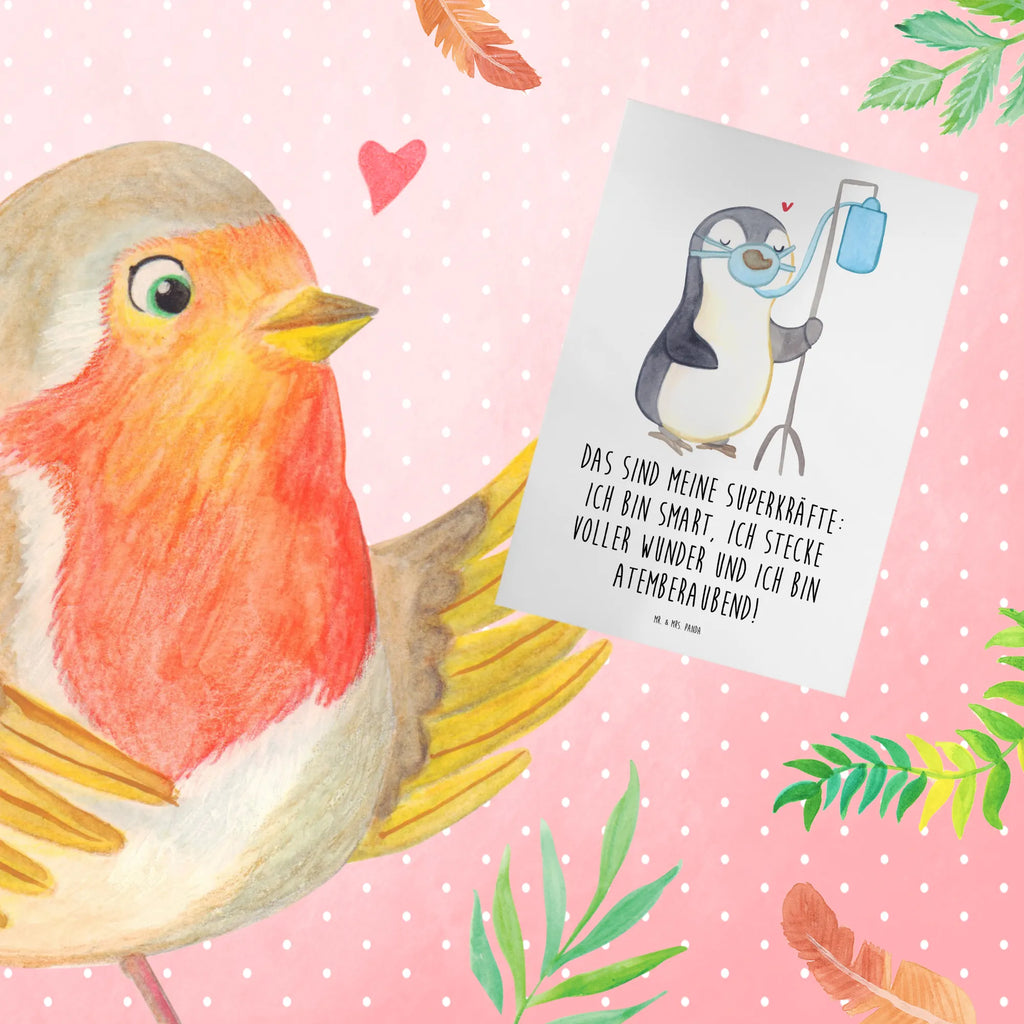 Kartka okolicznościowa Pingwin tlen Hochzeitskarte, Grußkarte, Einladungskarte, Ansichtskarten, Glückwunschkarte, Klappkarte, Geburtstagskarte, Karte, Sauerstoffgerät, Pinguin, Sauerstofftherapie