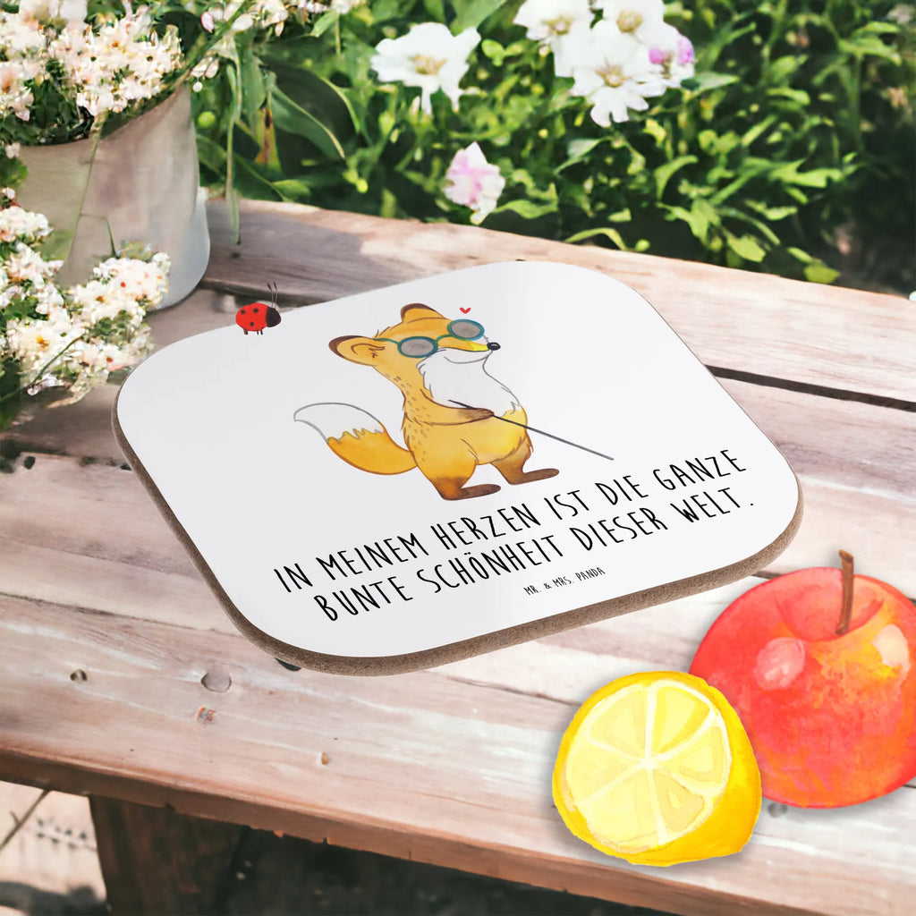 Square coaster Fox Blindness gifts, party, Coasters, glass coasters, breakfast, gift, presents