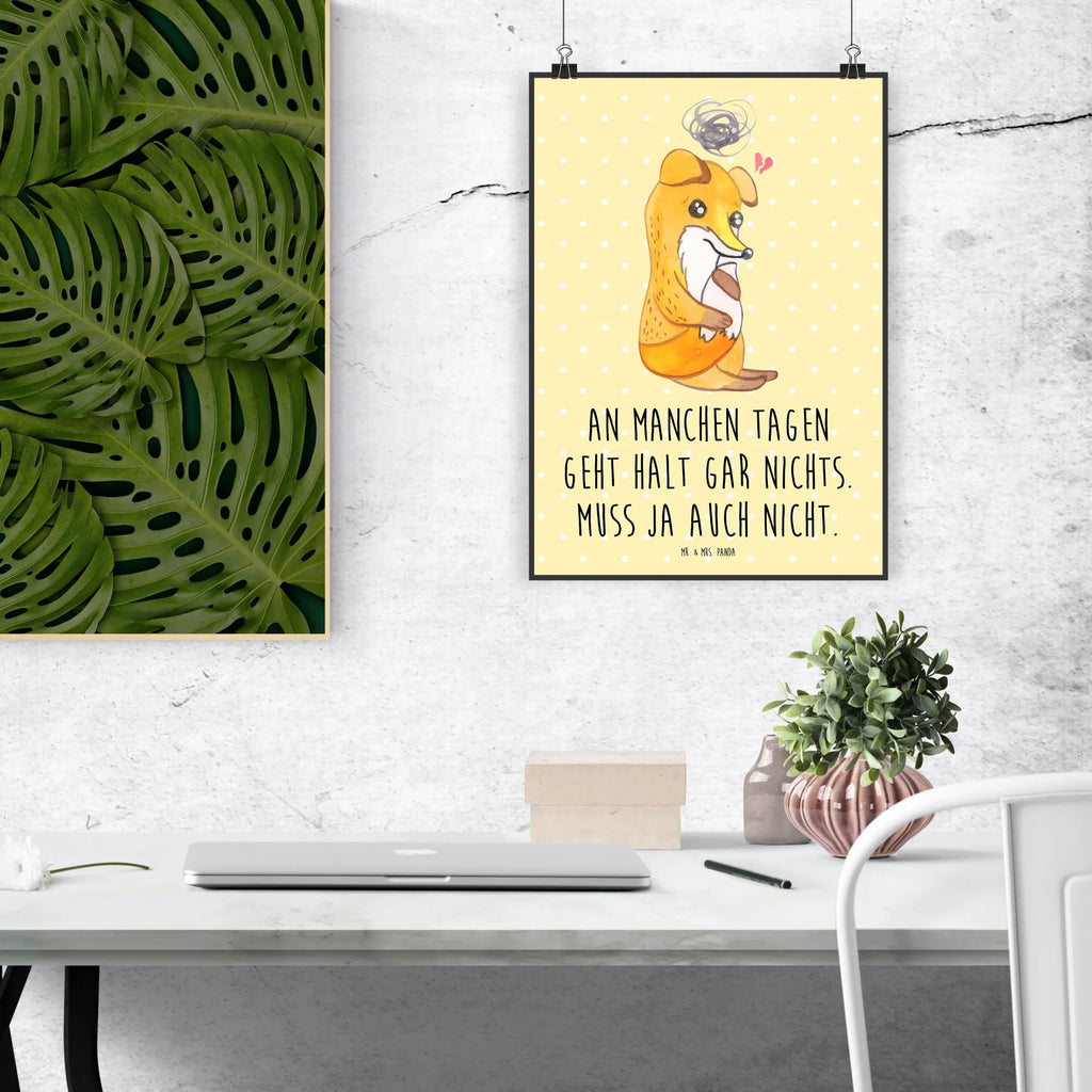 Poster Fox Depression Kinderposter, Handgemaltes Poster, Wanddeko Bild, Wanddeko, Designposter, Wanddekoration, Poster, Kunstdruck, Bild, Posterdruck, Mr. & Mrs. Panda Poster, Küchenposter, Wandposter, Raumdekoration, depressiv, Fuchs, Depressionen