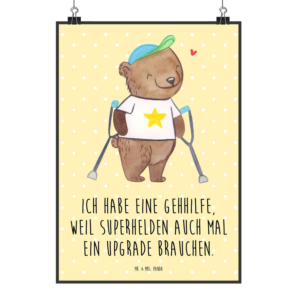 Plakat Niedźwiedź przyrządy do chodzenia Posterdruck, Wanddeko Bild, Poster, Wanddekoration, Kunstdruck, Mr. & Mrs. Panda Poster, Küchenposter, Wanddeko, Bild, Wandposter, Handgemaltes Poster, Kinderposter, Designposter, Raumdekoration, Gehhilfe, Bär, Krücken
