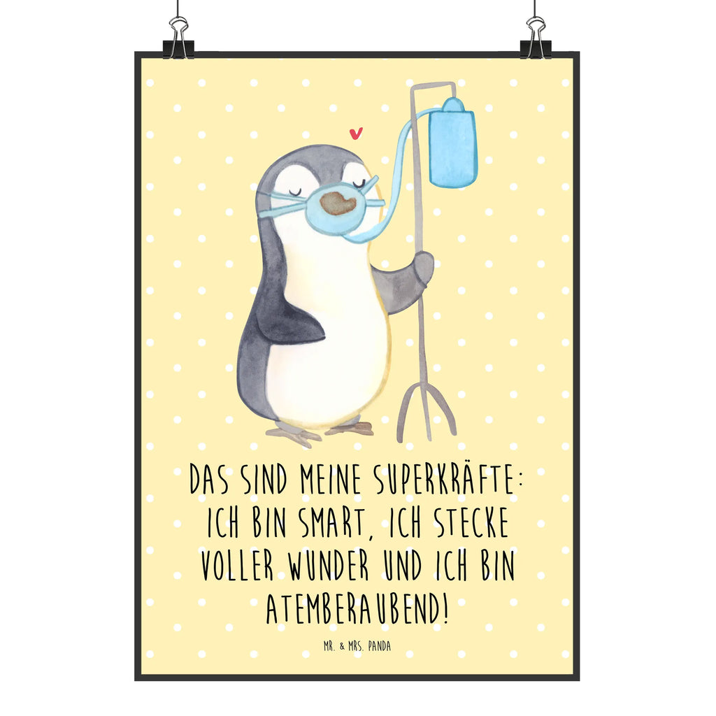 Poster Penguin Oxygen Wanddekoration, Wanddeko Bild, Handgemaltes Poster, Poster, Kunstdruck, Küchenposter, Mr. & Mrs. Panda Poster, Bild, Kinderposter, Wanddeko, Wandposter, Posterdruck, Designposter, Raumdekoration, Pinguin, Sauerstoffgerät, Sauerstofftherapie