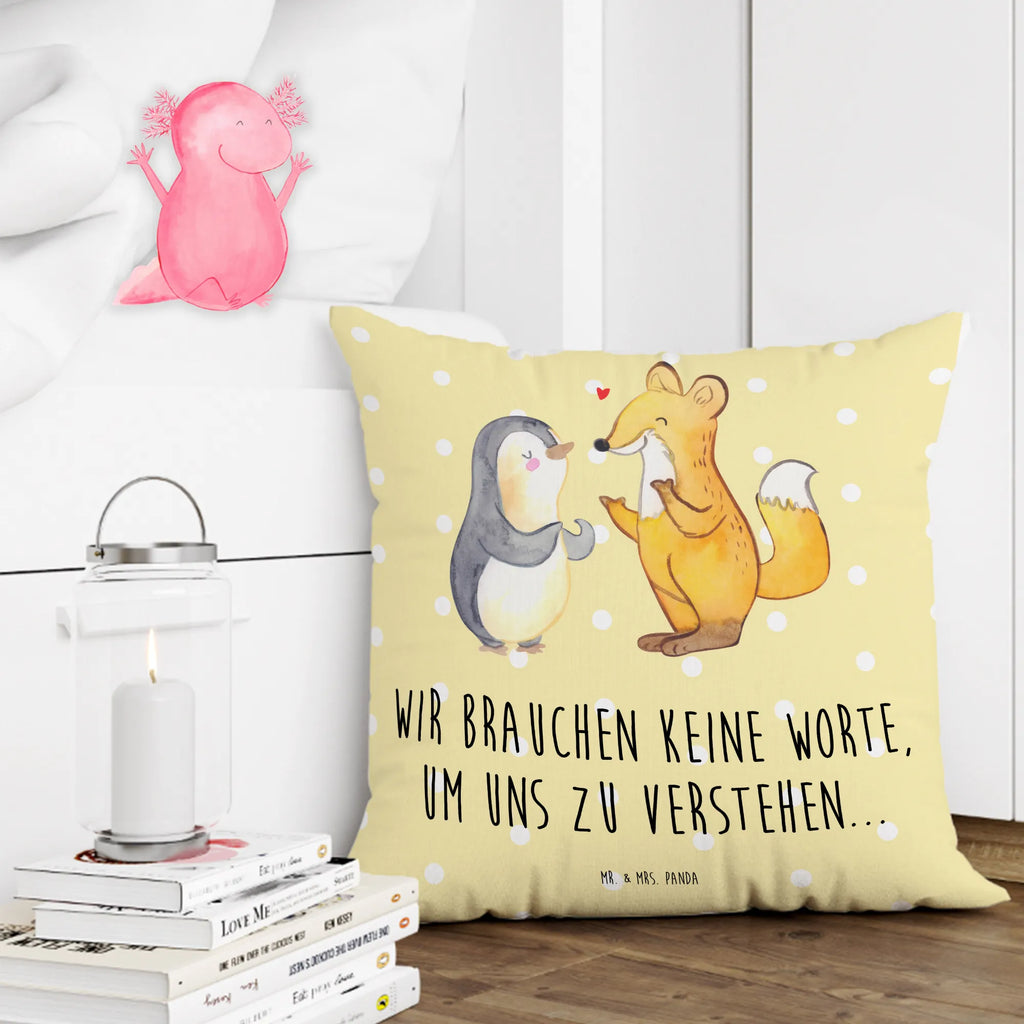 Cushion Fox & Penguin deaf Dekokissen, Zierkissen, Couchkissen, Kissen 40x40, Kissenhülle, Kissenbezüge, Kissen 40x40 Waschbar, sofakissen, Sofakissen, Kissen, Kissenbezug 40x40, Kissenhülle 40x40, Kopfkissen, Motivkissen, Dekokissen 40x40, sitzkissen, Sofakissen 40x40, Dekokissen Sofa, Kopfkissen 40x40, Gebärdensprache, Pinguin, gehörlos, Fuchs