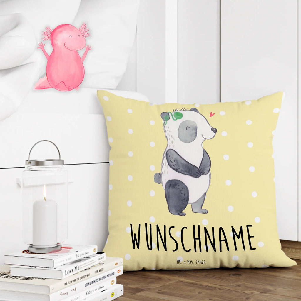 Personalised cushion Panda Deaf bedrucken, Kopfkissen, Name, Kissen, Wunschname, personalisiert, Cochlea Implantat, Panda, ertaubt, gehörlos