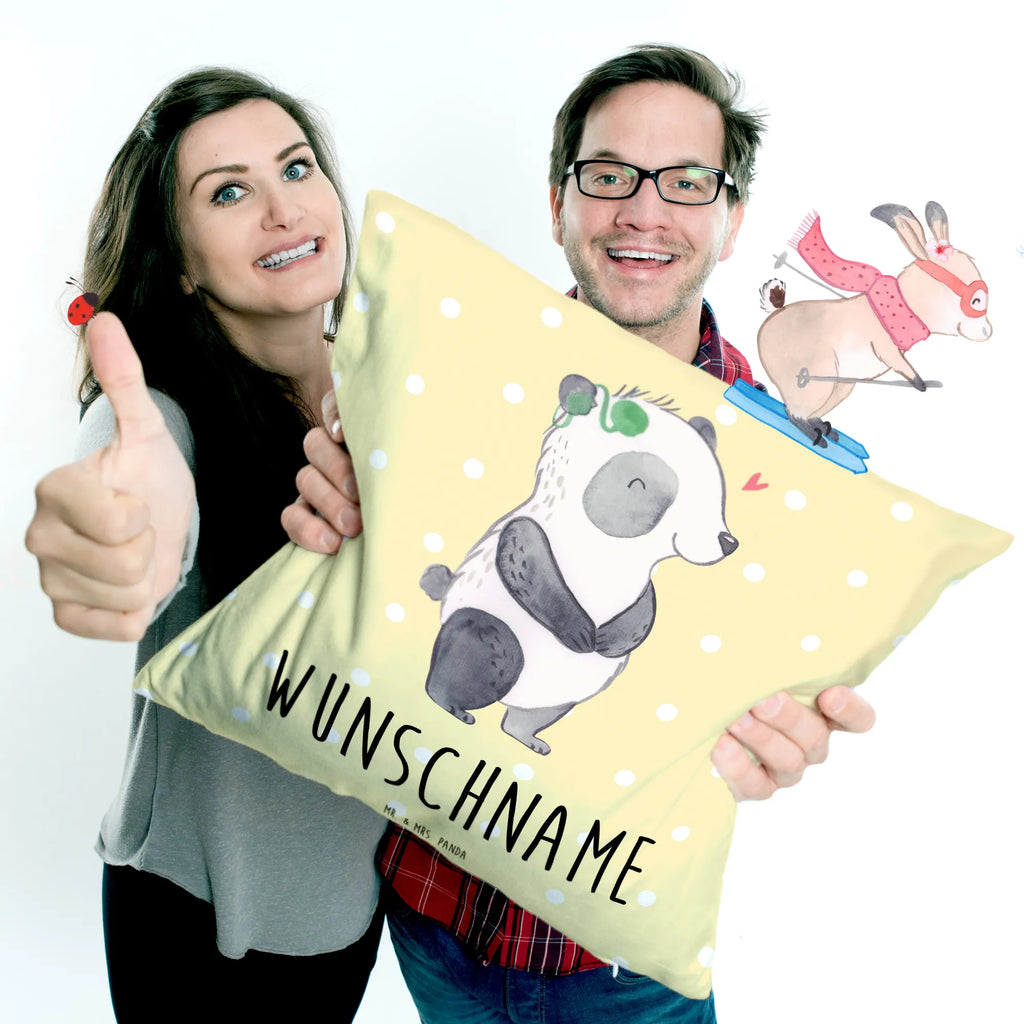 Personalised cushion Panda Deaf bedrucken, Kopfkissen, Name, Kissen, Wunschname, personalisiert, Cochlea Implantat, Panda, ertaubt, gehörlos