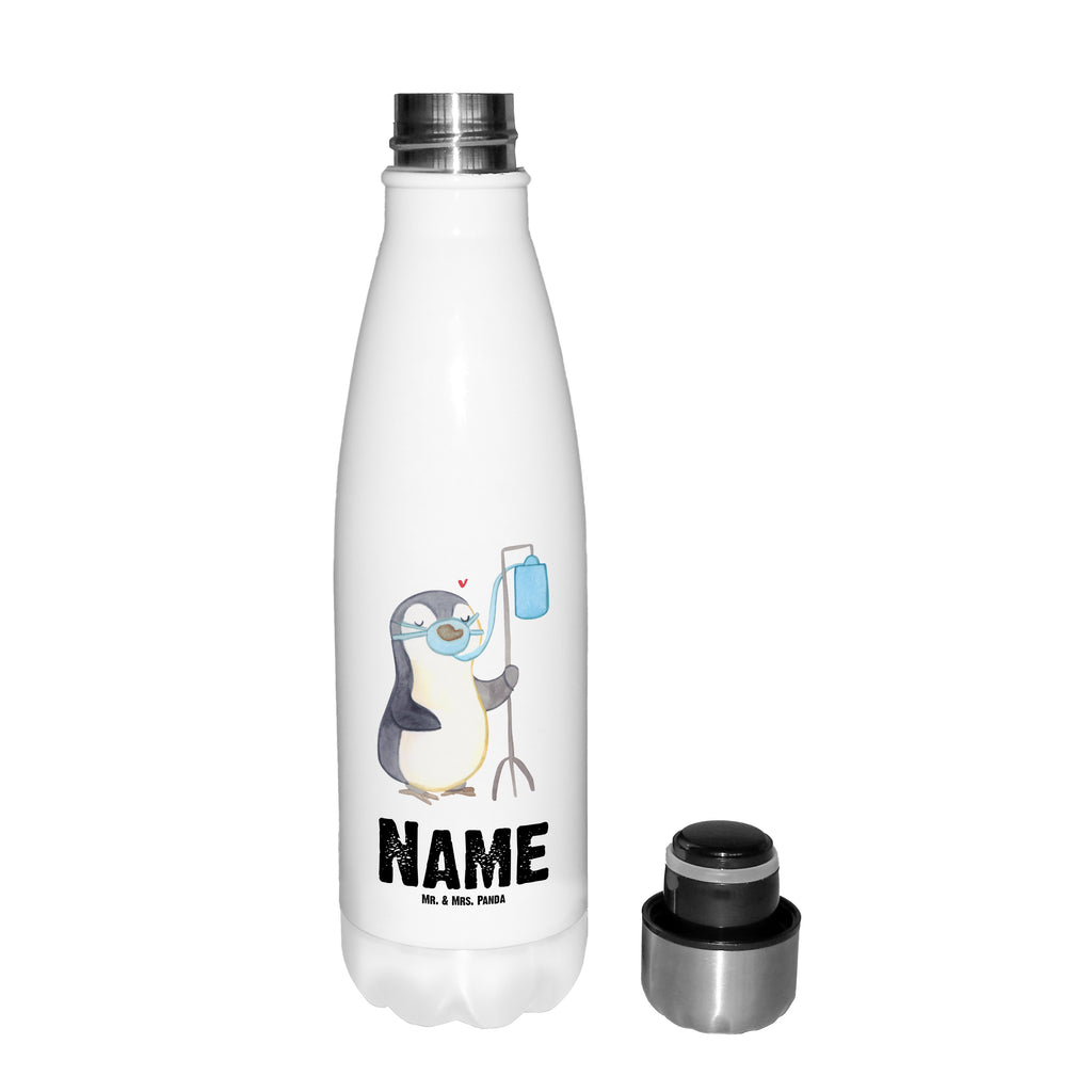Personalisierte Thermosflasche Pinguin  Sauerstoff Personalisierte Isolierflasche, Personalisierte Thermoflasche, Personalisierte Trinkflasche, Trinkflasche Mit Namen, Wunschname, Bedrucken, Namensflasche, Pinguin, Sauerstoffgerät, Sauerstofftherapie