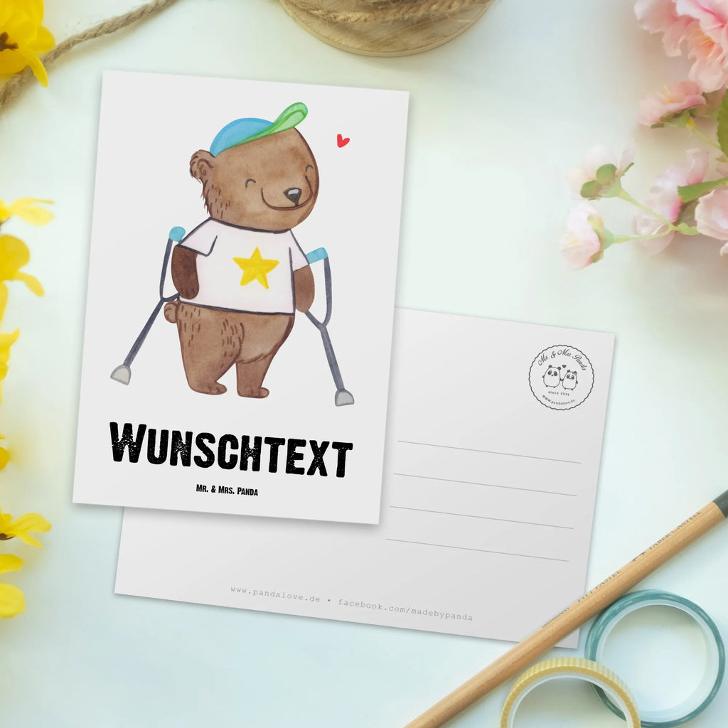 Personalizowana kartka pocztowa Niedźwiedź przyrządy do chodzenia Einladung mit Namen, Postkarte personalisierbar, Postkarte mit Wunschtext, Ansichtskarte mit Namen, Geschenkkarte mit Namen, Postkarte mit Namen, Grußkarte mit Wunschtext, Ansichtskarte mit Wunschtext, Karte mit Namen, Karte mit Wunschtext, Einladung mit Wunschtext, Grußkarte mit Namen, Postkarte bedrucken, Geschenkkarte mit Wunschtext, Gehhilfe, Bär, Krücken