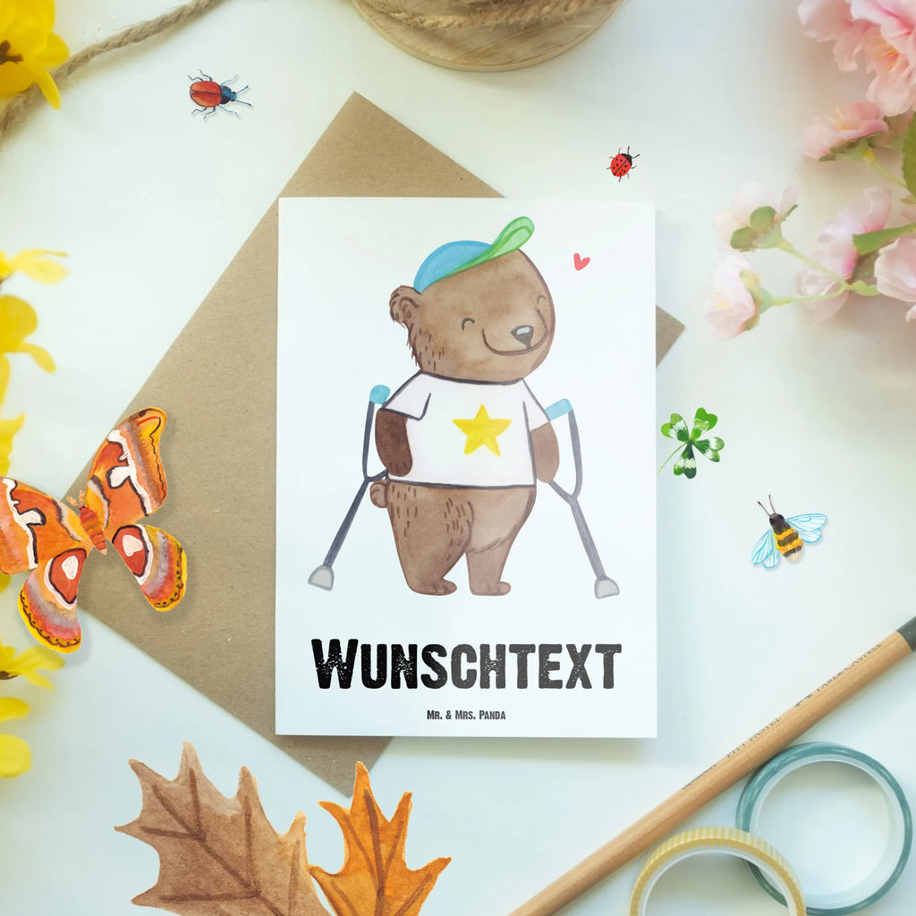 Personalised greetings card Bear Walking aids Grußkarte mit persönlichen Nachrichten, Grußkarte selber drucken, Personalisierte Einladungskarte, Grußkarte selbst gestalten, Personalisierte Geburtstagskarte, Personalisierte Karte, Grußkarten personalisiert, Personalisierte Glückwunschkarte, Grußkarte mit Namen, Grußkarte als Geldgeschenk, Personalisierte Grußkarte, Personalisierte Hochzeitskarte, Personalisiertere Klappkarte, Krücken, Gehhilfe, Bär