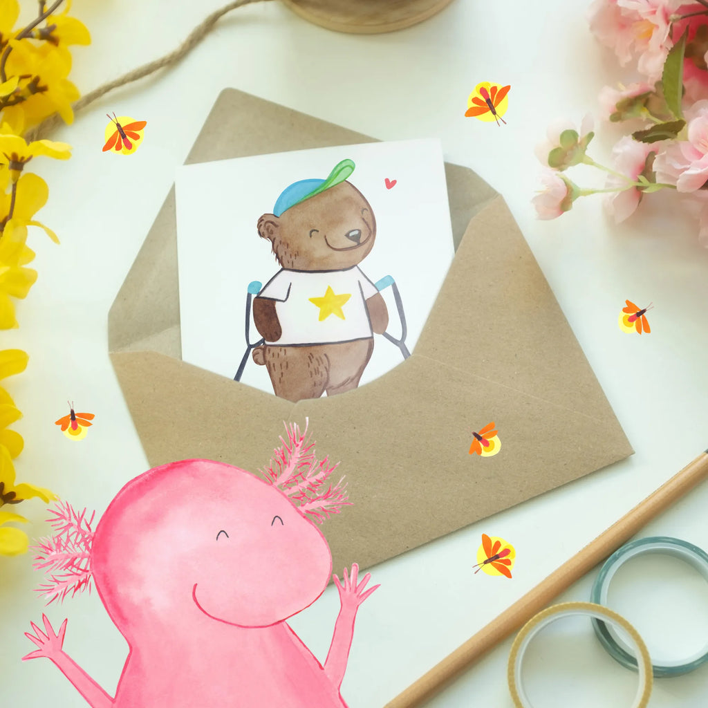 Personalised greetings card Bear Walking aids Grußkarte mit persönlichen Nachrichten, Grußkarte selber drucken, Personalisierte Einladungskarte, Grußkarte selbst gestalten, Personalisierte Geburtstagskarte, Personalisierte Karte, Grußkarten personalisiert, Personalisierte Glückwunschkarte, Grußkarte mit Namen, Grußkarte als Geldgeschenk, Personalisierte Grußkarte, Personalisierte Hochzeitskarte, Personalisiertere Klappkarte, Krücken, Gehhilfe, Bär