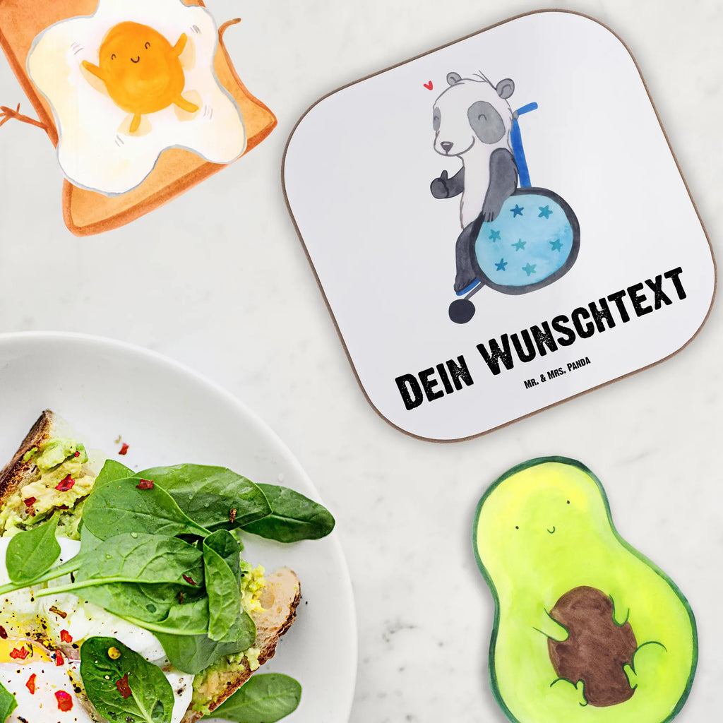 Spersonalizowana podkładka Panda wózek inwalidzki Personalisierte Untersetzer, Bedrucken, Personalisieren, Namensaufdruck, Personalisiert Getränkeuntersetzer, Personalisierte Glasuntersetzer, Peronalisierte Untersetzer Gläser, Untersetzer mit Namen, PErsonalisierte Bierdeckel, Rollstuhl, Panda