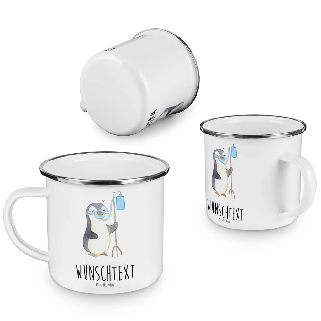 Personalisierte Emaille Tasse Pinguin  Sauerstoff tasse selbst gestalten, Emaille Tasse personalisiert, Namenstasse, Campingtasse personalisiert, tasse mit namen, tassen bedrucken, personalisierte tassen, Emaille Tasse mit Namen, personalisierte tasse, tasse bedrucken, Campingtasse bedrucken, Campinggeschirr personalsisert, Sauerstofftherapie, Pinguin, Sauerstoffgerät
