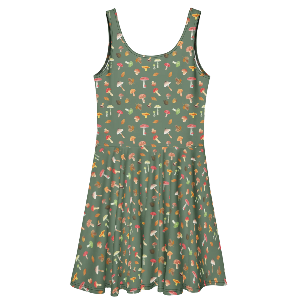 Sommerkleid Pilz Wald Muster Kleid, Sommerkleid, Skaterkleid, Wald, Laub Muster, Pilz Muster, Pilze
