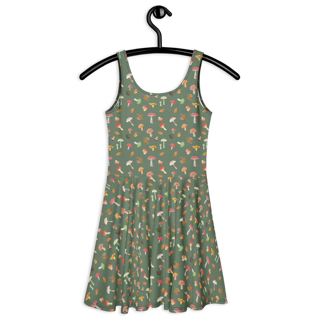 Sommerkleid Pilz Wald Muster Kleid, Sommerkleid, Skaterkleid, Wald, Laub Muster, Pilz Muster, Pilze