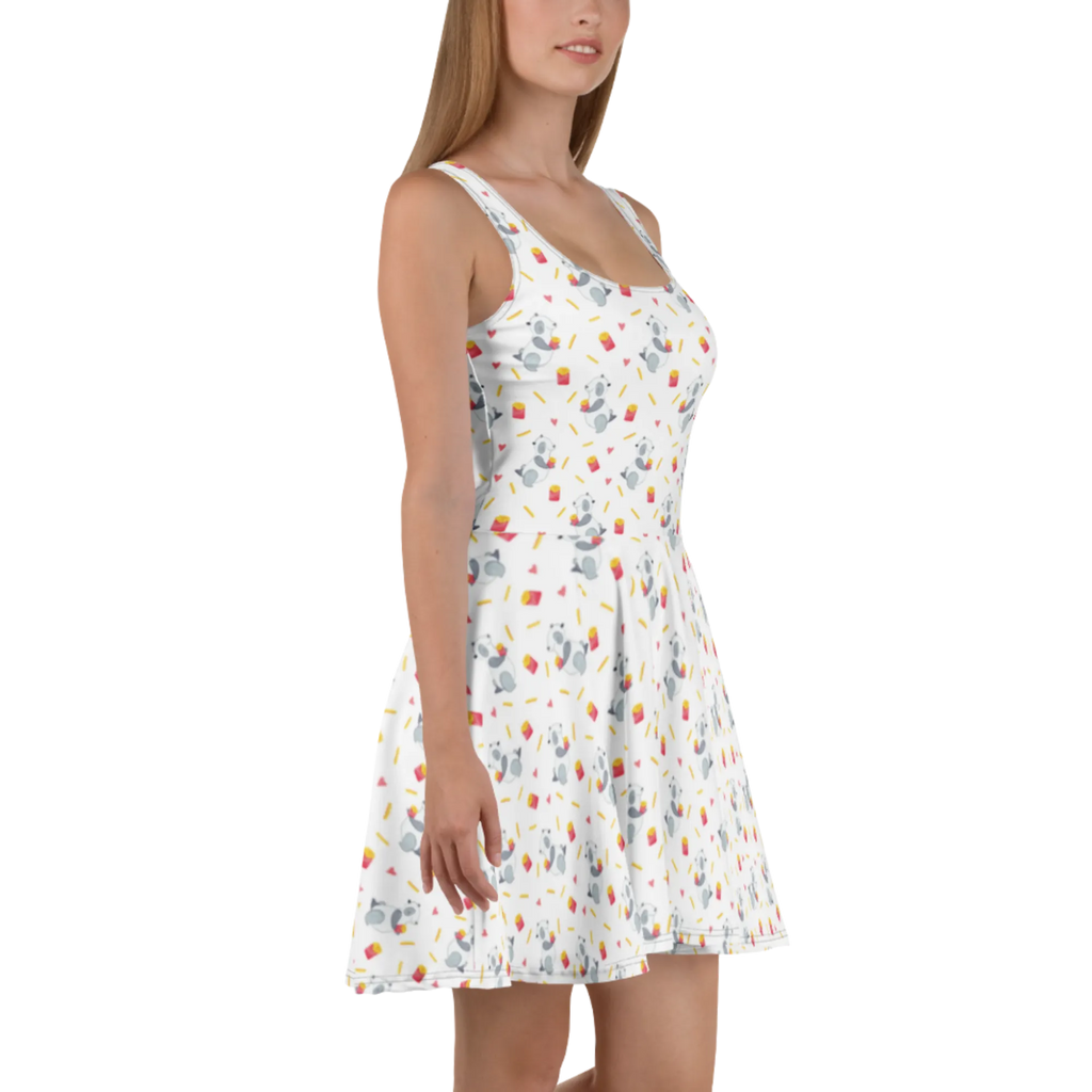 Sommerkleid Panda Pommes Muster Kleid, Sommerkleid, Skaterkleid, Pommes Muster, Panda, Panda Muster, Pommes