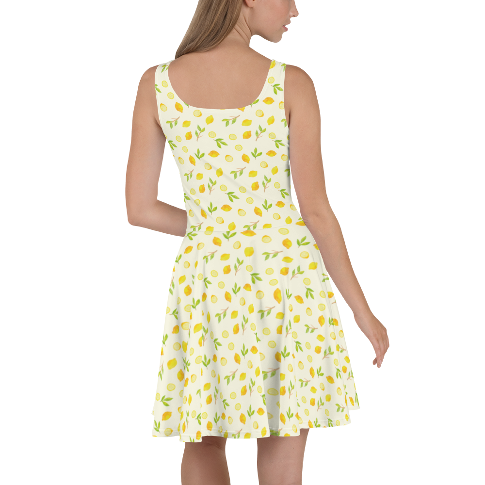 Sommerkleid Frische Zitronen Sommerkleid, Kleid, Skaterkleid, Zitronen Muster, Zitrusfrüchte Muster, Zitrone