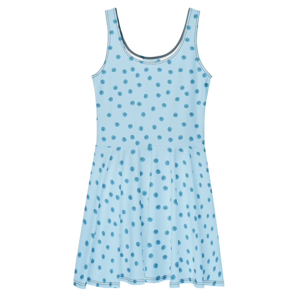 Sukienka letnia Niebieskie Borówki Sommerkleid, Skaterkleid, Kleid, Blaubeeren Muster, Blueberries, Heidelbeeren Muster