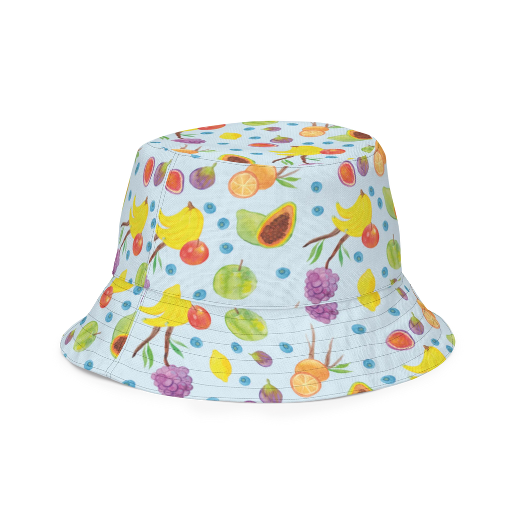 sun hat Fruit Basket Wendehut, Sommerhut, Anglerhut, Freizeithut, Wendecap, zweifarbiger Hut, Sonnenmütze, Wendemütze, Outdoorhut, Strandhut, Sonnenhut, Fischerhut, Obstkorb, Frucht Muster, Früchte, Obst Muster