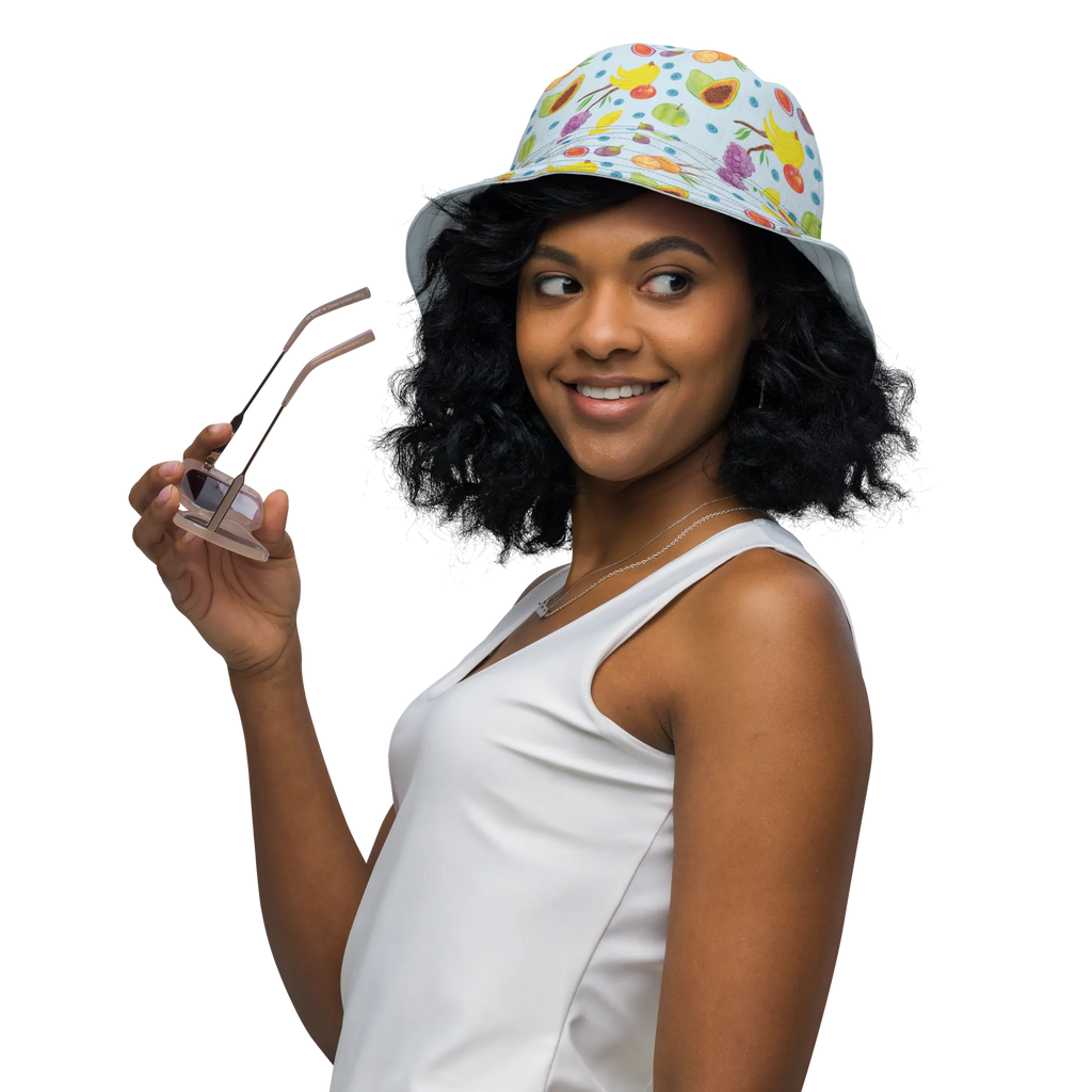 sun hat Fruit Basket Wendehut, Sommerhut, Anglerhut, Freizeithut, Wendecap, zweifarbiger Hut, Sonnenmütze, Wendemütze, Outdoorhut, Strandhut, Sonnenhut, Fischerhut, Obstkorb, Frucht Muster, Früchte, Obst Muster