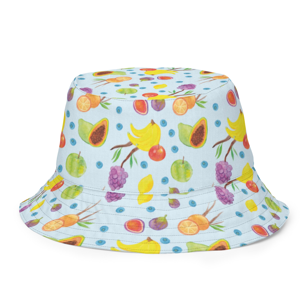 sun hat Fruit Basket Wendehut, Sommerhut, Anglerhut, Freizeithut, Wendecap, zweifarbiger Hut, Sonnenmütze, Wendemütze, Outdoorhut, Strandhut, Sonnenhut, Fischerhut, Obstkorb, Frucht Muster, Früchte, Obst Muster