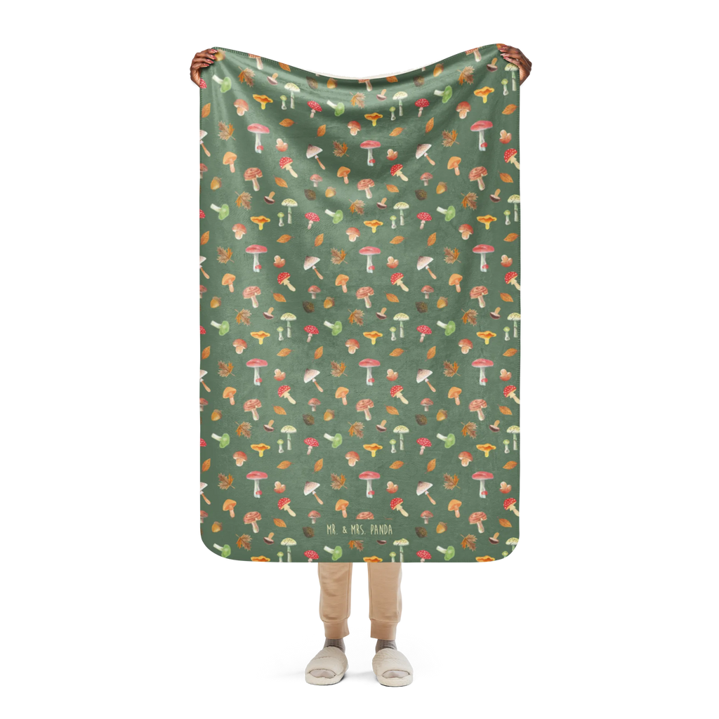 Sherpa Kuscheldecke Pilz Wald Muster Pilze, Wald, Pilz Muster, Laub Muster